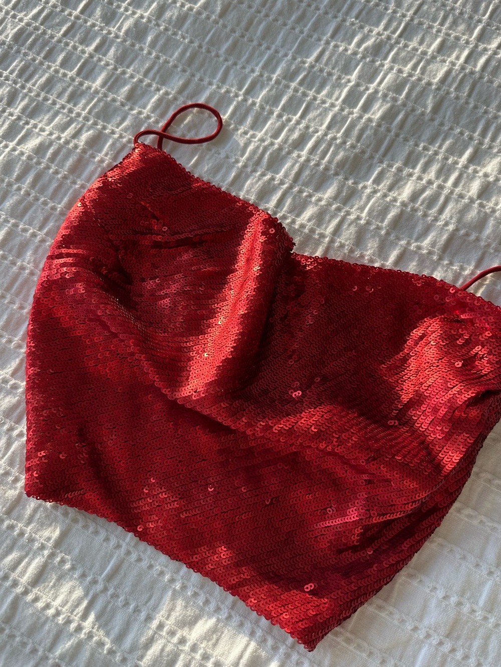 Zara Red Sequin Crop Top